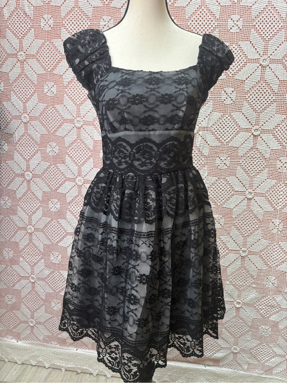 Anna Sui Black Lace Babydoll Dress